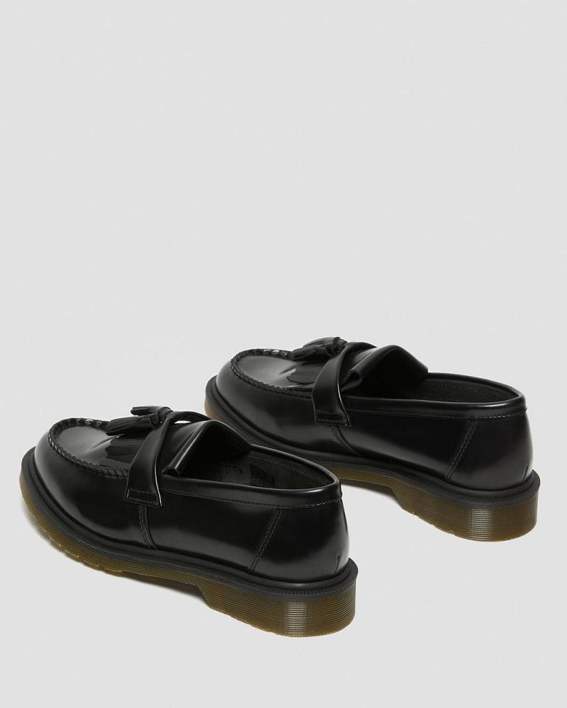 Black Men's Dr Martens Adrian Smooth Leather Tassle Loafers Oxfords Shoes | CA 615CTV